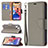 Funda de Cuero Cartera con Soporte Carcasa para Apple iPhone 13 Mini Gris