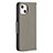 Funda de Cuero Cartera con Soporte Carcasa para Apple iPhone 13 Mini Gris