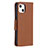 Funda de Cuero Cartera con Soporte Carcasa para Apple iPhone 13 Mini Marron