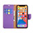 Funda de Cuero Cartera con Soporte Carcasa para Apple iPhone 13 Pro Max Morado