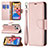 Funda de Cuero Cartera con Soporte Carcasa para Apple iPhone 13 Pro Max Oro Rosa