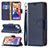 Funda de Cuero Cartera con Soporte Carcasa para Apple iPhone 14 Azul