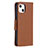 Funda de Cuero Cartera con Soporte Carcasa para Apple iPhone 15 Marron