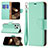 Funda de Cuero Cartera con Soporte Carcasa para Apple iPhone 15 Pro Max Cian