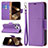 Funda de Cuero Cartera con Soporte Carcasa para Apple iPhone 15 Pro Max Morado