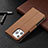 Funda de Cuero Cartera con Soporte Carcasa para Apple iPhone 16 Pro Max Marron