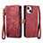 Funda de Cuero Cartera con Soporte Carcasa S05D para Apple iPhone 15