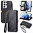 Funda de Cuero Cartera con Soporte Carcasa S18D para Samsung Galaxy S22 Ultra 5G