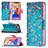 Funda de Cuero Cartera con Soporte Flores Carcasa L01 para Apple iPhone 13 Cian