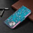 Funda de Cuero Cartera con Soporte Flores Carcasa L01 para Apple iPhone 13 Cian