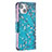 Funda de Cuero Cartera con Soporte Flores Carcasa L01 para Apple iPhone 15 Cian