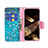 Funda de Cuero Cartera con Soporte Flores Carcasa L01 para Apple iPhone 15 Cian