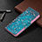 Funda de Cuero Cartera con Soporte Flores Carcasa L01 para Apple iPhone 15 Cian