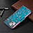 Funda de Cuero Cartera con Soporte Flores Carcasa L01 para Apple iPhone 15 Cian