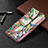 Funda de Cuero Cartera con Soporte Flores Carcasa L02 para Apple iPhone 15 Multicolor