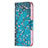 Funda de Cuero Cartera con Soporte Flores Carcasa L02 para Apple iPhone 15 Pro Max Cian