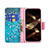 Funda de Cuero Cartera con Soporte Flores Carcasa L02 para Apple iPhone 16 Pro Cian