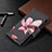 Funda de Cuero Cartera con Soporte Flores Carcasa L03 para Apple iPhone 13 Mini Marron