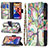 Funda de Cuero Cartera con Soporte Flores Carcasa L03 para Apple iPhone 13 Mini Multicolor