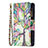 Funda de Cuero Cartera con Soporte Flores Carcasa L03 para Apple iPhone 13 Mini Multicolor