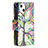 Funda de Cuero Cartera con Soporte Flores Carcasa L03 para Apple iPhone 13 Mini Multicolor