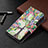 Funda de Cuero Cartera con Soporte Flores Carcasa L03 para Apple iPhone 13 Mini Multicolor