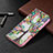 Funda de Cuero Cartera con Soporte Flores Carcasa L03 para Apple iPhone 14 Pro Max Multicolor