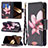 Funda de Cuero Cartera con Soporte Flores Carcasa L03 para Apple iPhone 15 Marron