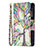 Funda de Cuero Cartera con Soporte Flores Carcasa L03 para Apple iPhone 15 Multicolor