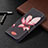 Funda de Cuero Cartera con Soporte Flores Carcasa L07 para Apple iPhone 14 Marron