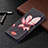 Funda de Cuero Cartera con Soporte Flores Carcasa L07 para Apple iPhone 15 Marron