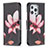 Funda de Cuero Cartera con Soporte Flores Carcasa L07 para Apple iPhone 15 Pro Max Marron