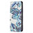 Funda de Cuero Cartera con Soporte Flores Carcasa para Apple iPhone 13 Pro Max Azul