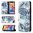 Funda de Cuero Cartera con Soporte Flores Carcasa para Apple iPhone 13 Pro Max Azul