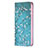 Funda de Cuero Cartera con Soporte Flores Carcasa para Apple iPhone 13 Pro Max Azul Cielo