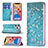 Funda de Cuero Cartera con Soporte Flores Carcasa para Apple iPhone 13 Pro Max Azul Cielo