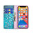 Funda de Cuero Cartera con Soporte Flores Carcasa para Apple iPhone 13 Pro Max Azul Cielo