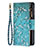 Funda de Cuero Cartera con Soporte Flores Carcasa para Apple iPhone 13 Pro Max Cian