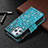 Funda de Cuero Cartera con Soporte Flores Carcasa para Apple iPhone 13 Pro Max Cian