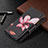 Funda de Cuero Cartera con Soporte Flores Carcasa para Apple iPhone 13 Pro Max Marron