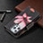 Funda de Cuero Cartera con Soporte Flores Carcasa para Apple iPhone 13 Pro Max Marron