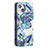 Funda de Cuero Cartera con Soporte Flores Carcasa para Apple iPhone 14 Plus Azul