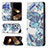 Funda de Cuero Cartera con Soporte Flores Carcasa para Apple iPhone 14 Pro Max Azul