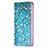 Funda de Cuero Cartera con Soporte Flores Carcasa para Apple iPhone 15 Plus Cian