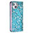 Funda de Cuero Cartera con Soporte Flores Carcasa para Apple iPhone 15 Plus Cian