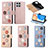 Funda de Cuero Cartera con Soporte Flores Carcasa S02D para Huawei Honor X8 4G