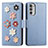 Funda de Cuero Cartera con Soporte Flores Carcasa S02D para Motorola MOTO G52