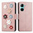 Funda de Cuero Cartera con Soporte Flores Carcasa S02D para Realme C33