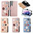 Funda de Cuero Cartera con Soporte Flores Carcasa S02D para Samsung Galaxy S21 Plus 5G