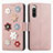 Funda de Cuero Cartera con Soporte Flores Carcasa S02D para Sony Xperia 10 IV SO-52C